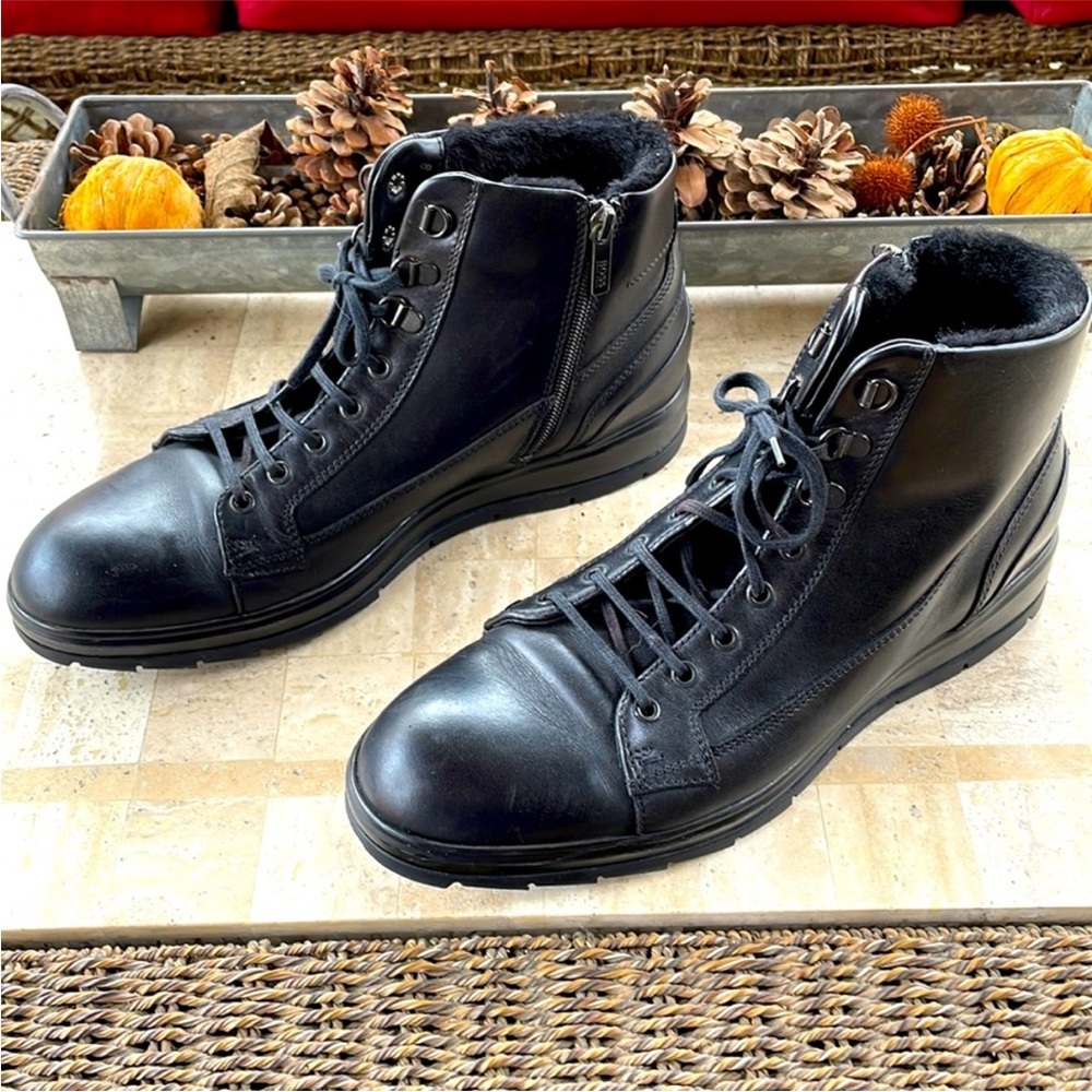 Hugo Boss Black Leather Lace-Up Boots